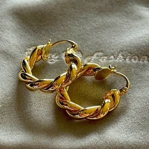 Twisted Gold Chunky Hoop Earrings